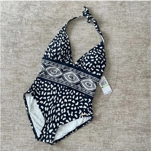 Michael Kors Other - Michael Kors halter Navy/white women's size 10 one piece smooth shaper Swimsuit
